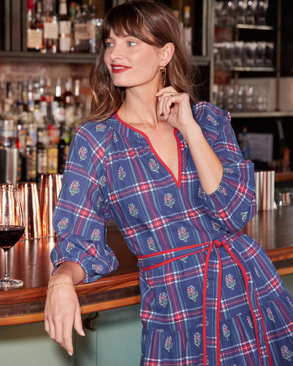 Nostalgia Plaid - Main Street Dress - Navy - Printfresh