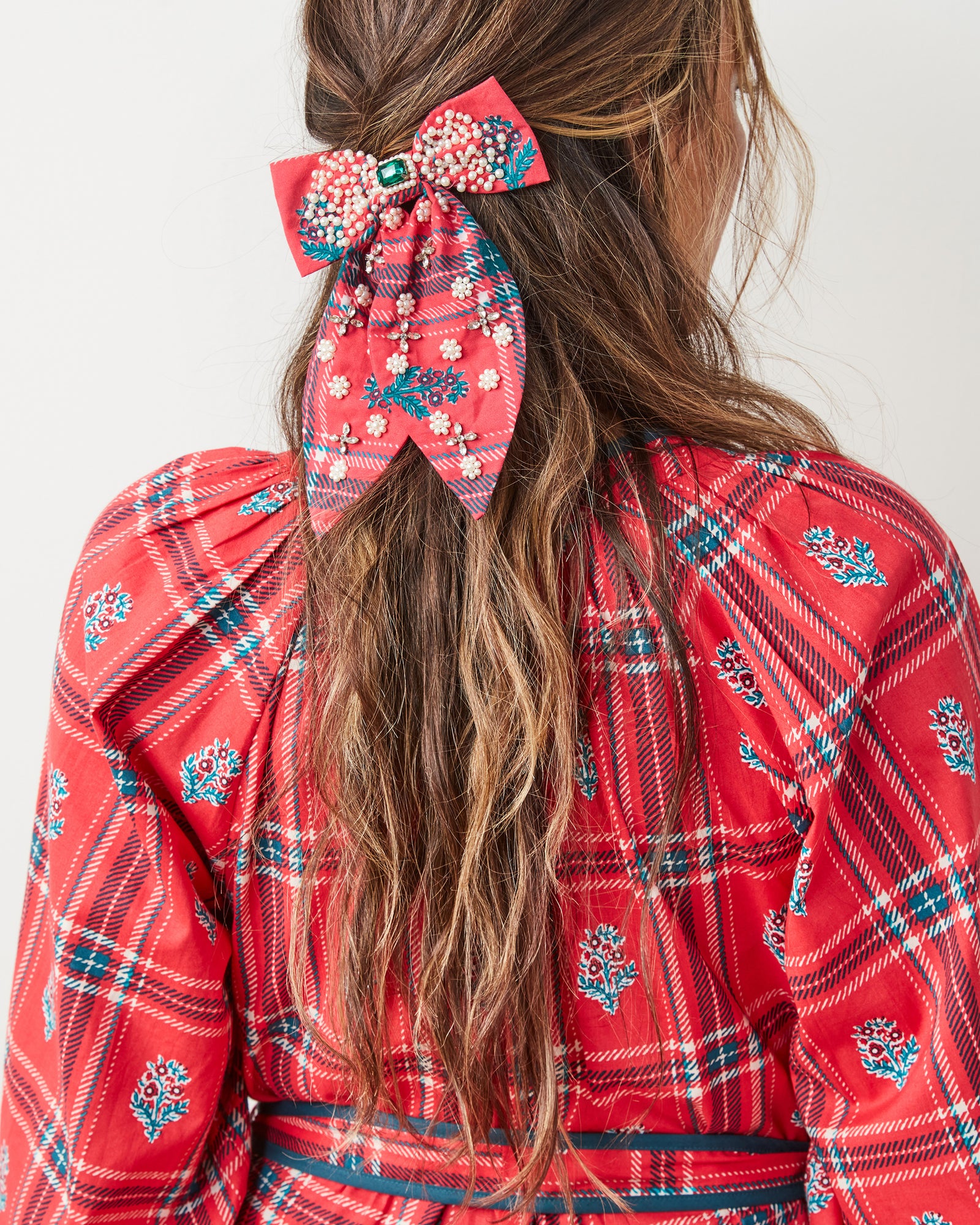 Nostalgia Plaid - Embellished Bow - Joyful Red - Printfresh