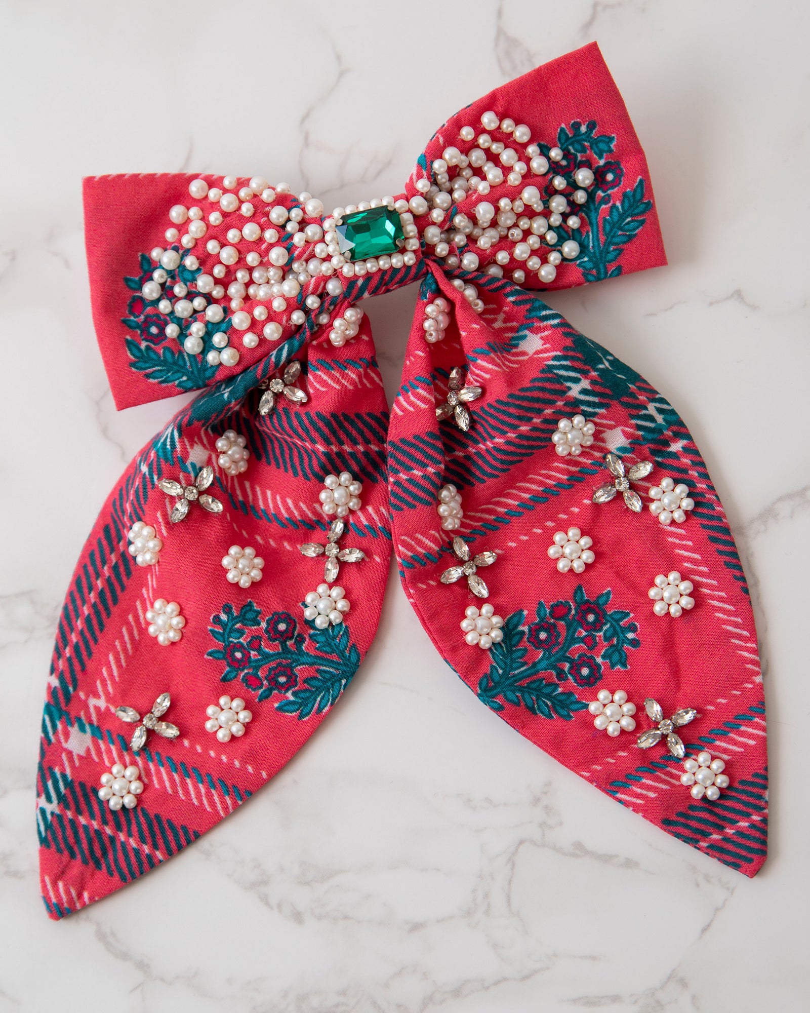 Nostalgia Plaid - Embellished Bow - Joyful Red - Printfresh