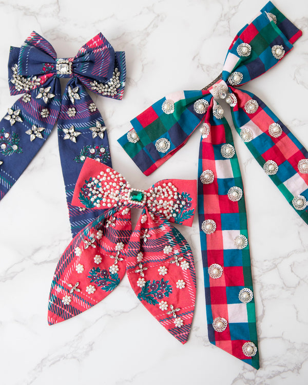 Nostalgia Plaid - Embellished Bow - Joyful Red - Printfresh