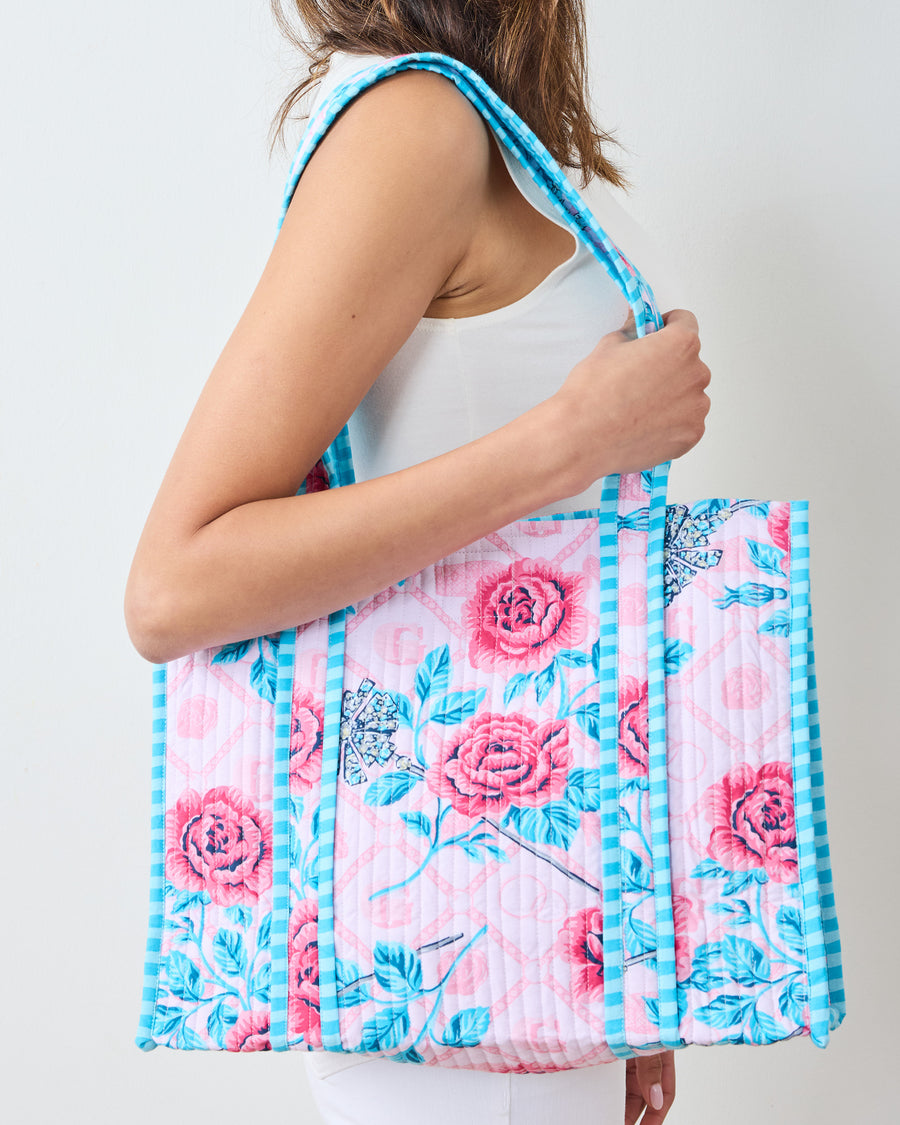 Glinda's Garden - Petite Traveler Tote - Popular Pink - Printfresh