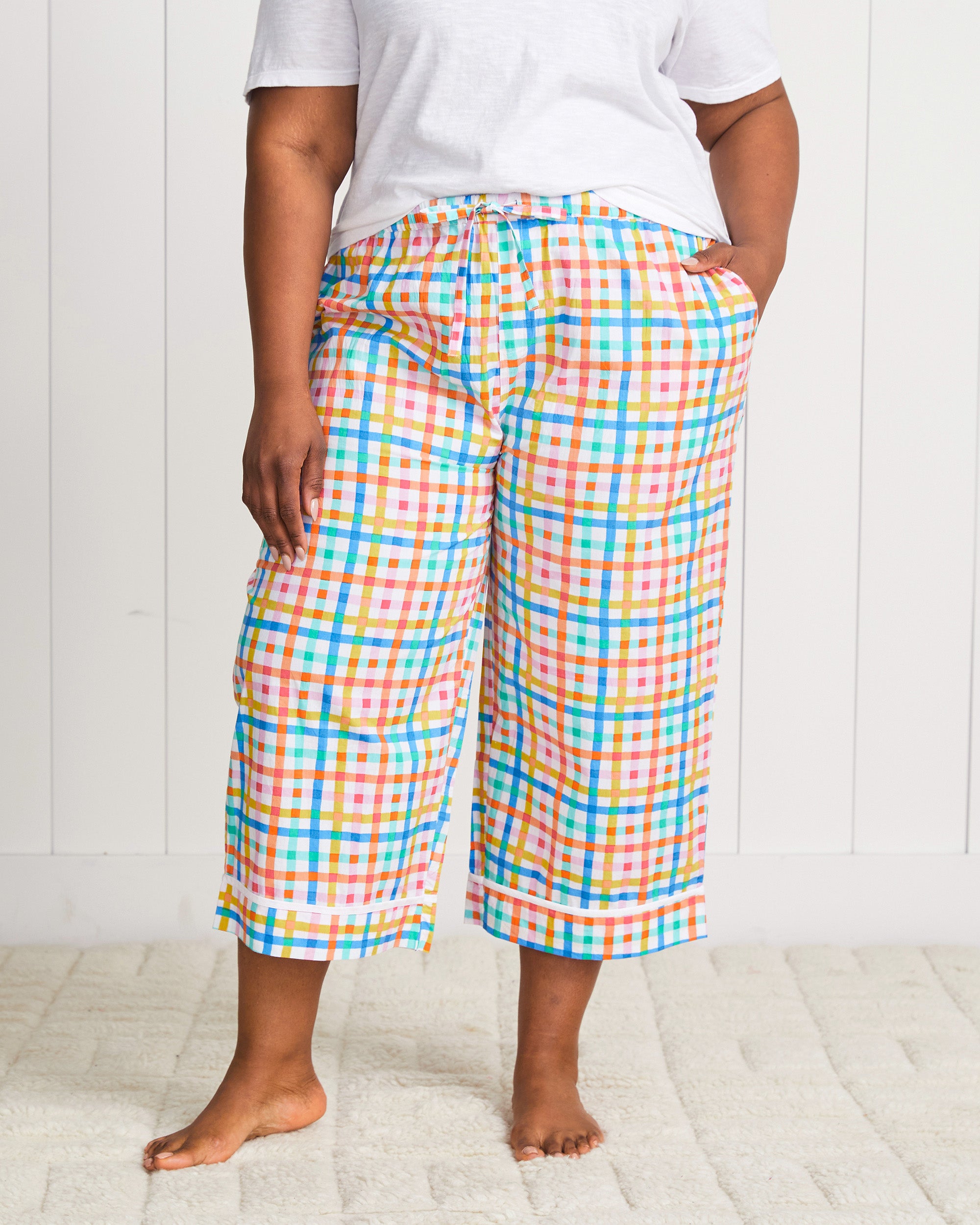 Printfresh + Oh Joy! - Plaid Picnic - Cropped Pajama Pants - Citrus Sq
