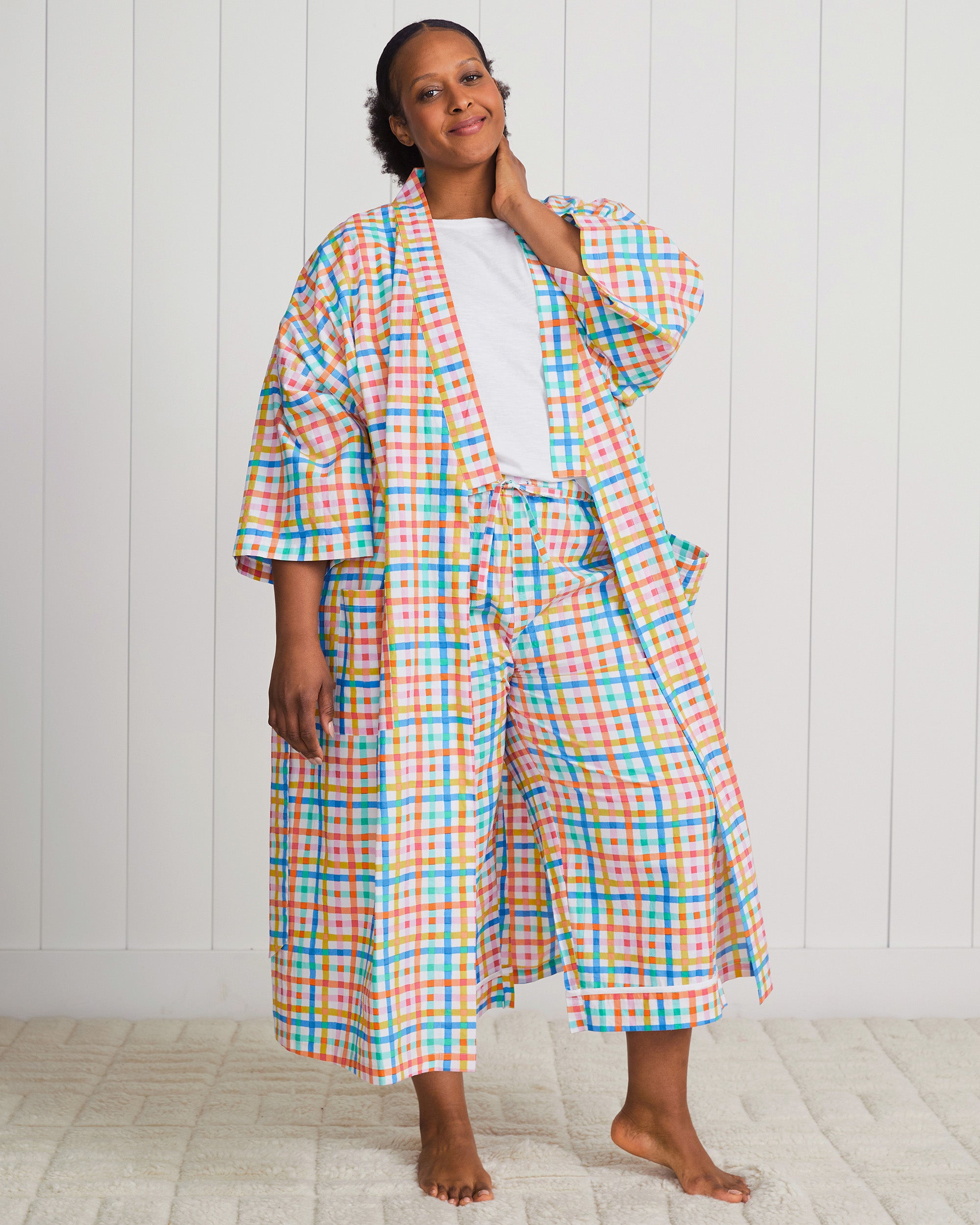 Printfresh + Oh Joy! - Plaid Picnic - Cropped Pajama Pants - Citrus Squeeze - Printfresh
