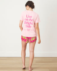 Live On The Bright Side - Oversized Graphic Tee - Pink Peony - Printfresh