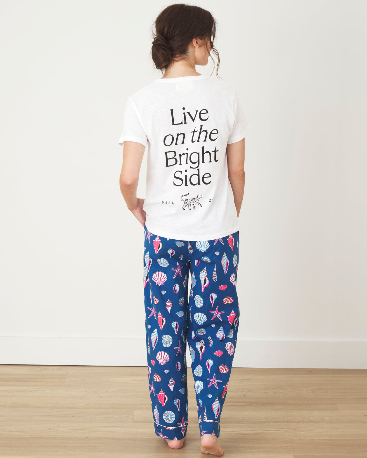 Oversized Graphic Tee - Live On The Bright Side - Cloud - Printfresh