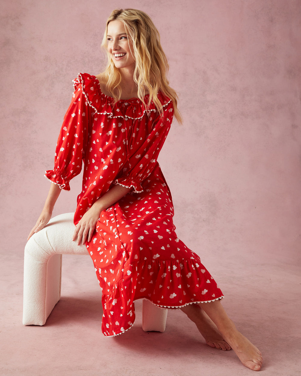 PF + Pencil & Paper Co. Heartbreaker - Latte Love Nightie - Ruby - Printfresh