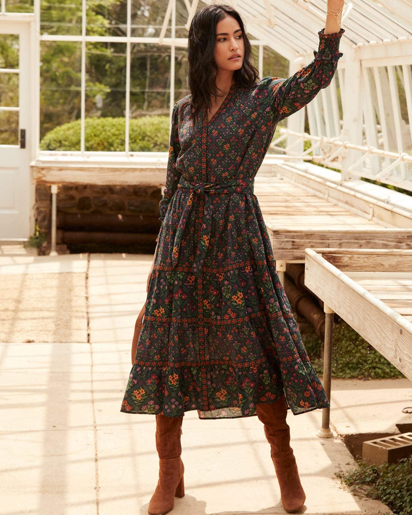 Falling for Flowers - Peaceful Weekends Dress - Dark Night - Printfresh