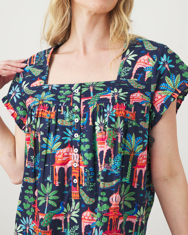 Peacock Palace - Daylight Nightgown - Deep Navy - Printfresh