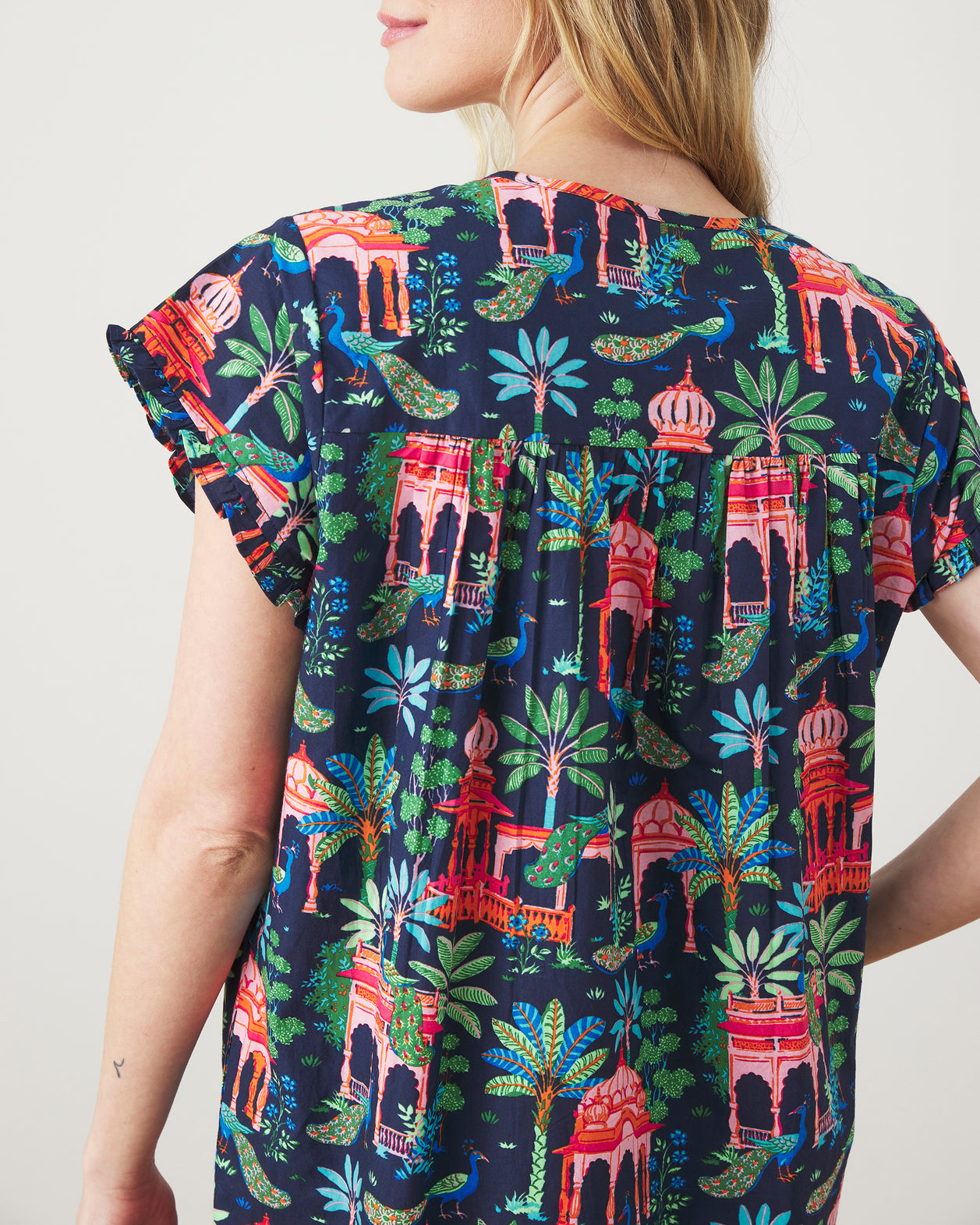 Peacock Palace - Daylight Nightgown - Deep Navy - Printfresh