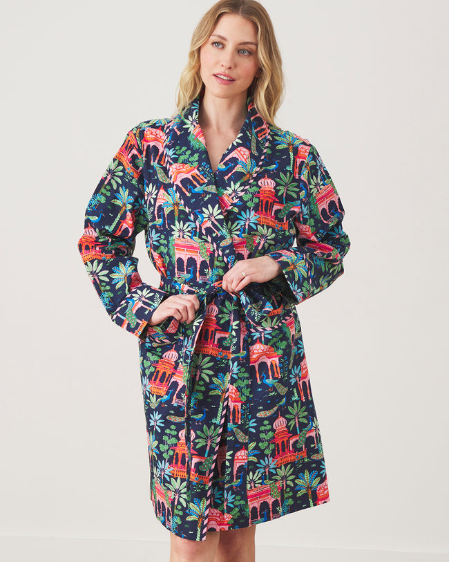 Peacock Palace - Luna Robe - Deep Navy - Printfresh