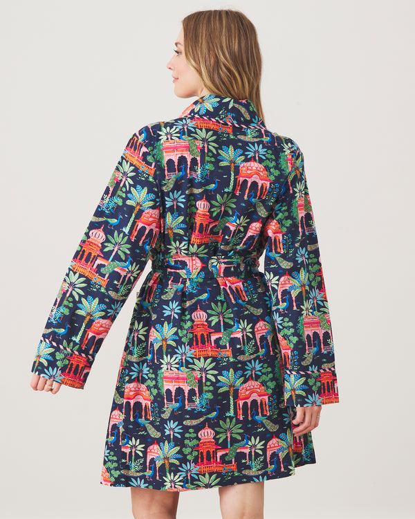 Peacock Palace - Luna Robe - Deep Navy - Printfresh