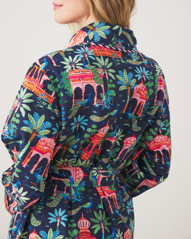 Peacock Palace - Luna Robe - Deep Navy - Printfresh