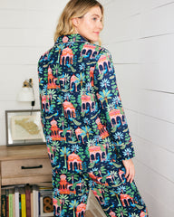 Peacock Palace - Long PJ Set - Deep Navy - Printfresh