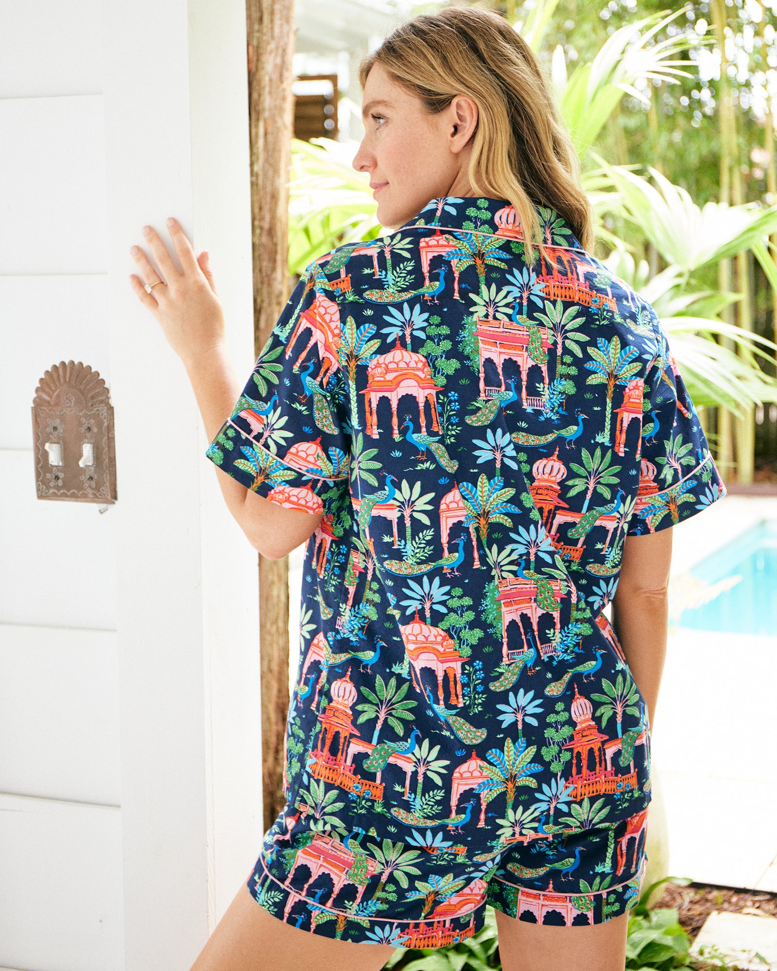 Peacock Palace - Short PJ Set - Deep Navy - Printfresh