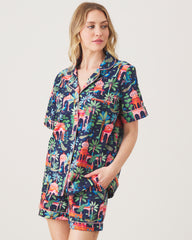 Peacock Palace - Short PJ Set - Deep Navy - Printfresh