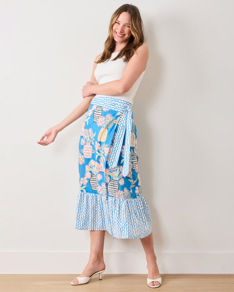 Antique Vases - Anika Skirt - Blue Sky - Printfresh