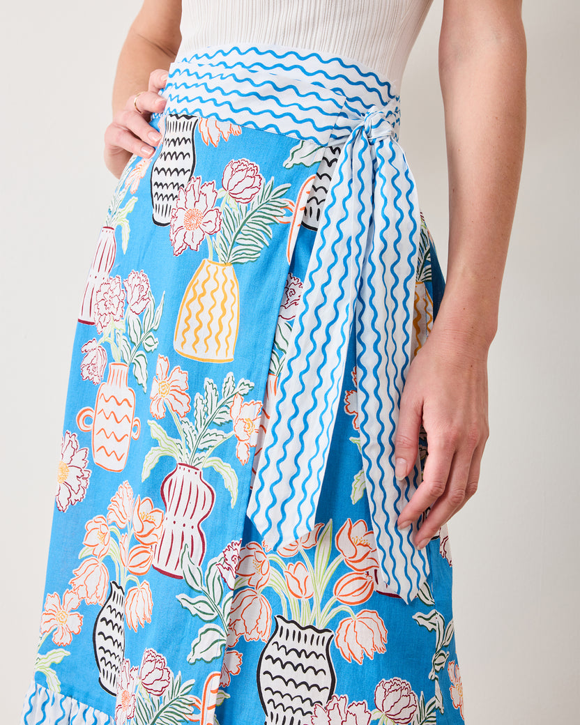 Antique Vases - Anika Skirt - Blue Sky - Printfresh