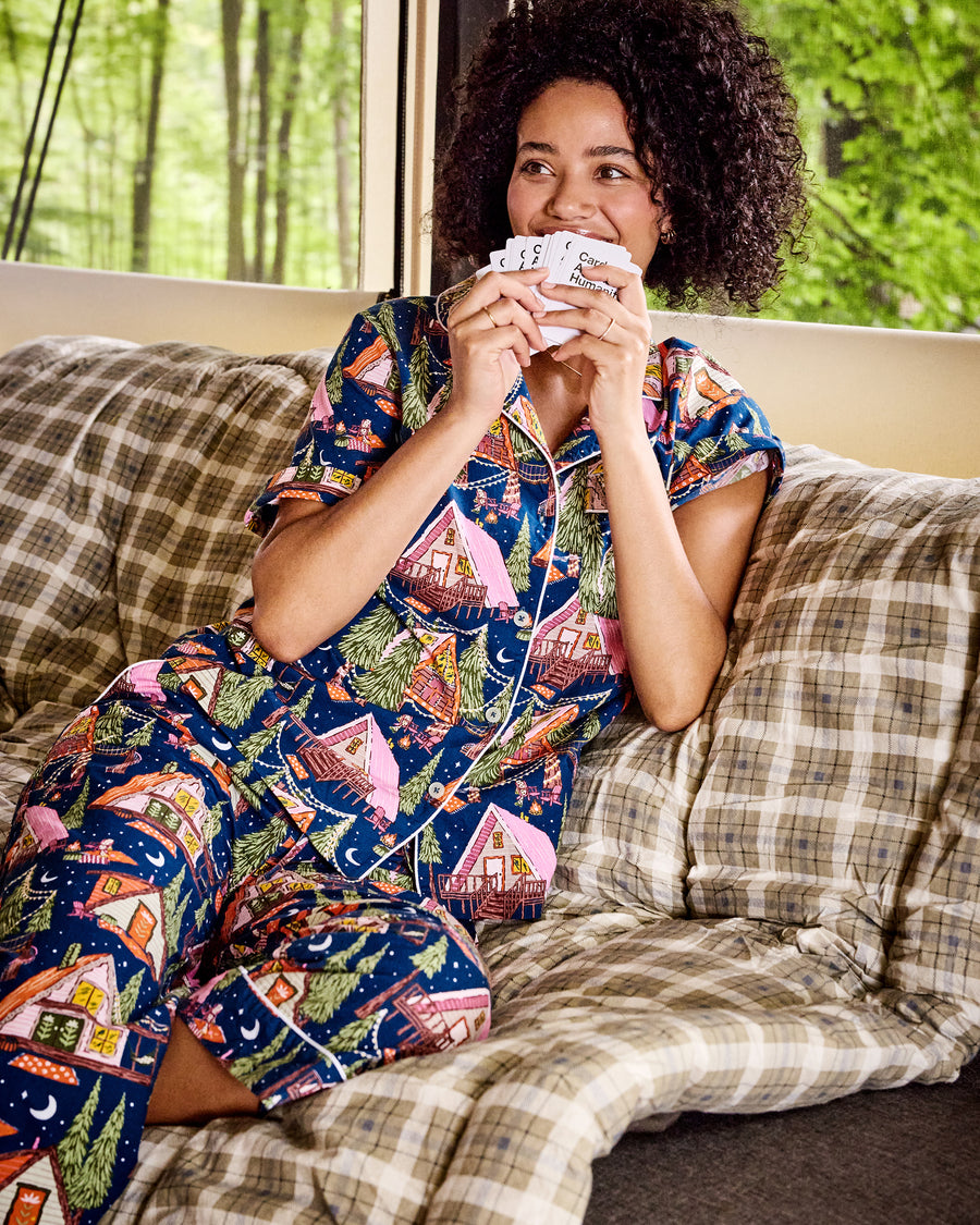 Bonfire Stories - Short Sleeve Top & Cropped Pants Set - Starlight Blue - Printfresh