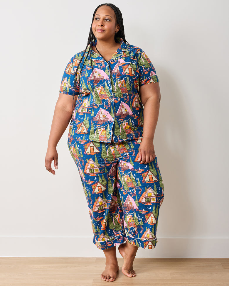 Bonfire Stories - Short Sleeve Top & Cropped Pants Set - Starlight Blue - Printfresh