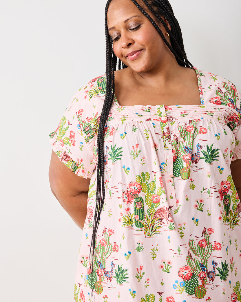 Desert Dream - Pintuck Nightgown - Pink Cactus - Printfresh