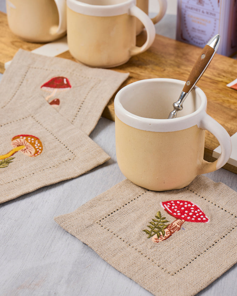 Mushroom Medley - Cocktail Napkins Set of 4 - Truffle - Printfresh