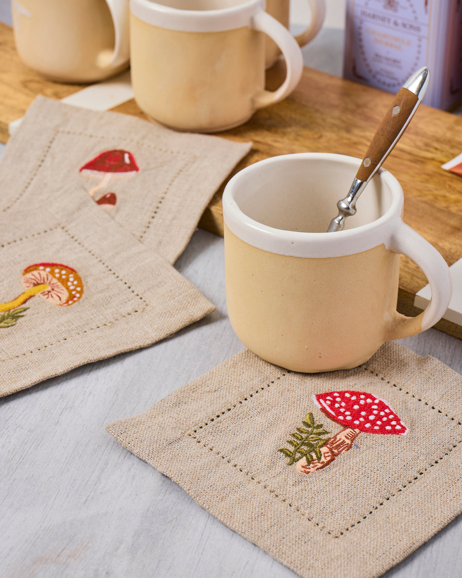 Mushroom Medley - Cocktail Napkins Set of 4 - Truffle - Printfresh