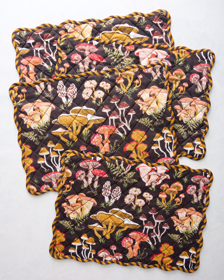 Mushroom Medley - Placemats Set of 4 - Truffle - Printfresh