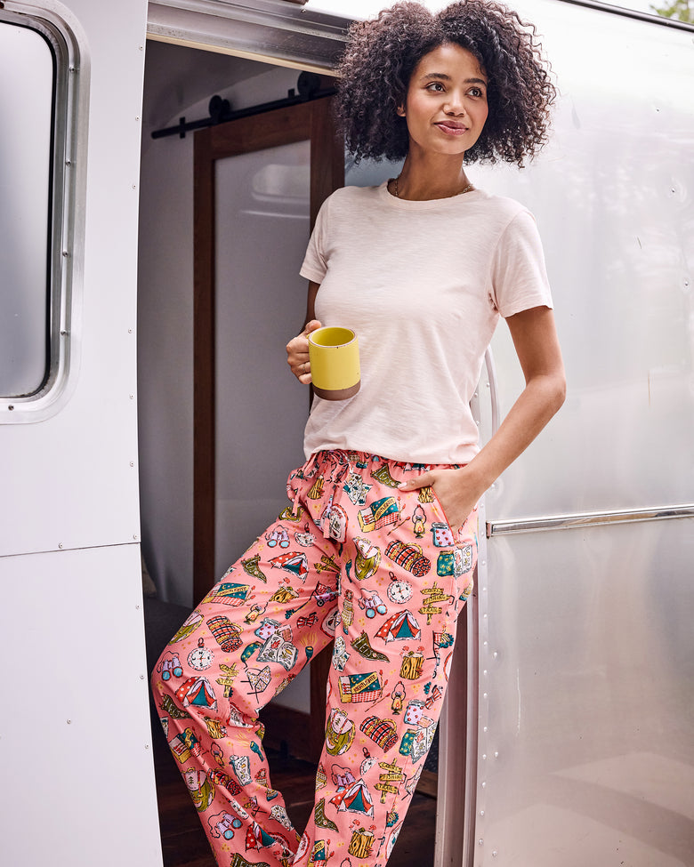 Camping Trip - PJ Pants - Coral - Printfresh