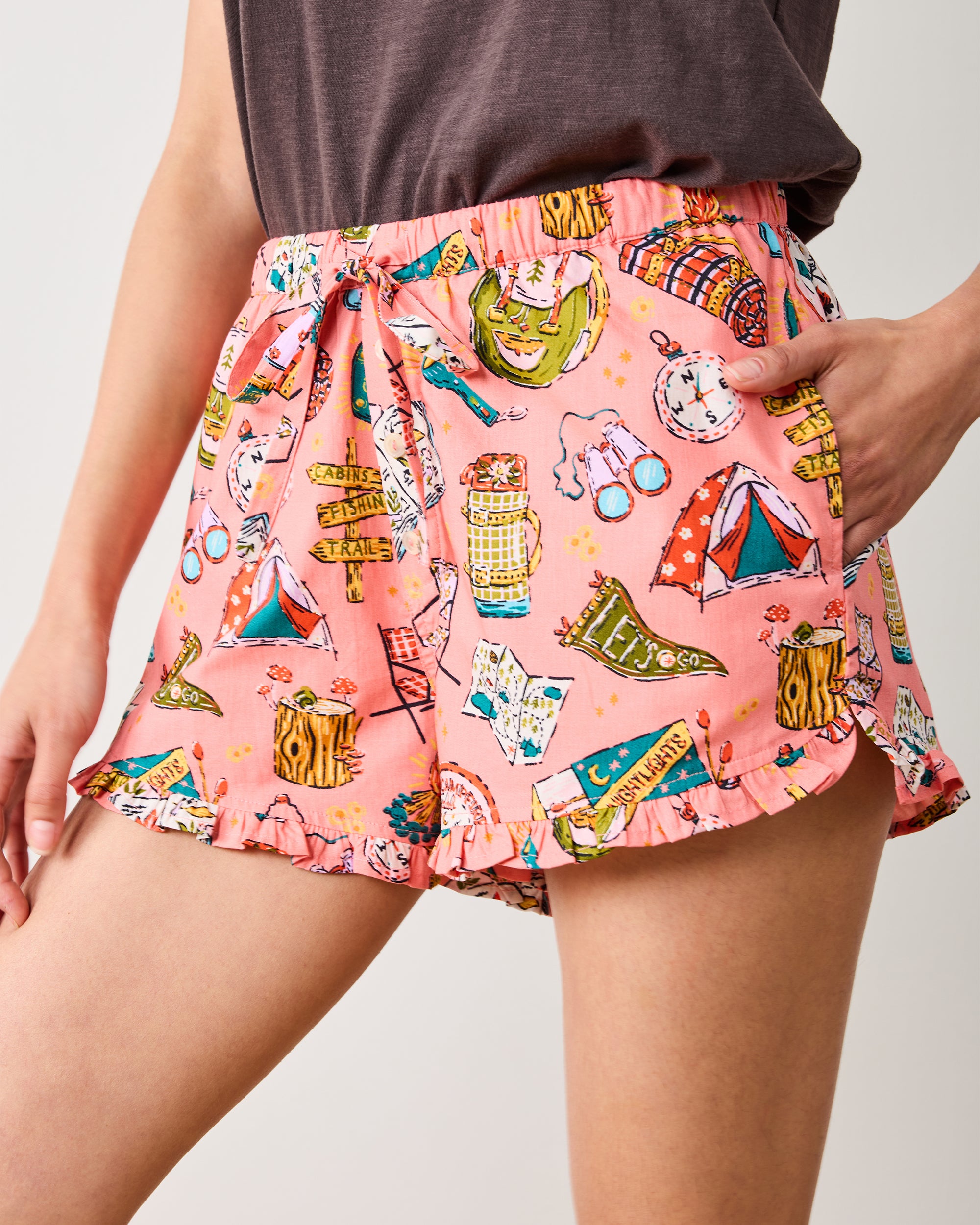 Camping Trip - Ruffle Shorts - Coral – Printfresh