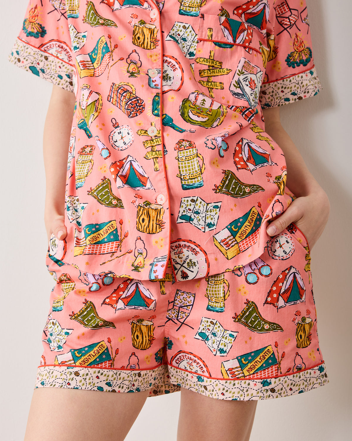 Camping Trip - Short PJ Set - Coral - Printfresh