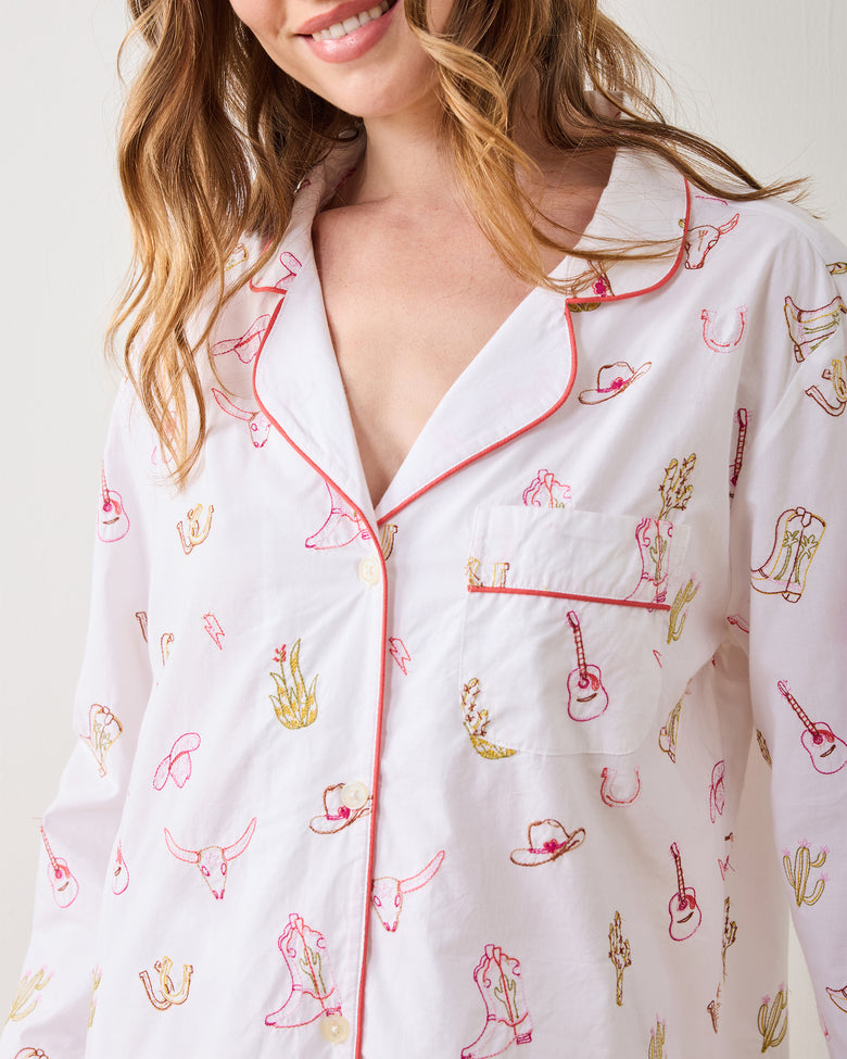 Western Embroidery - Short PJ Set - Cloud - Printfresh
