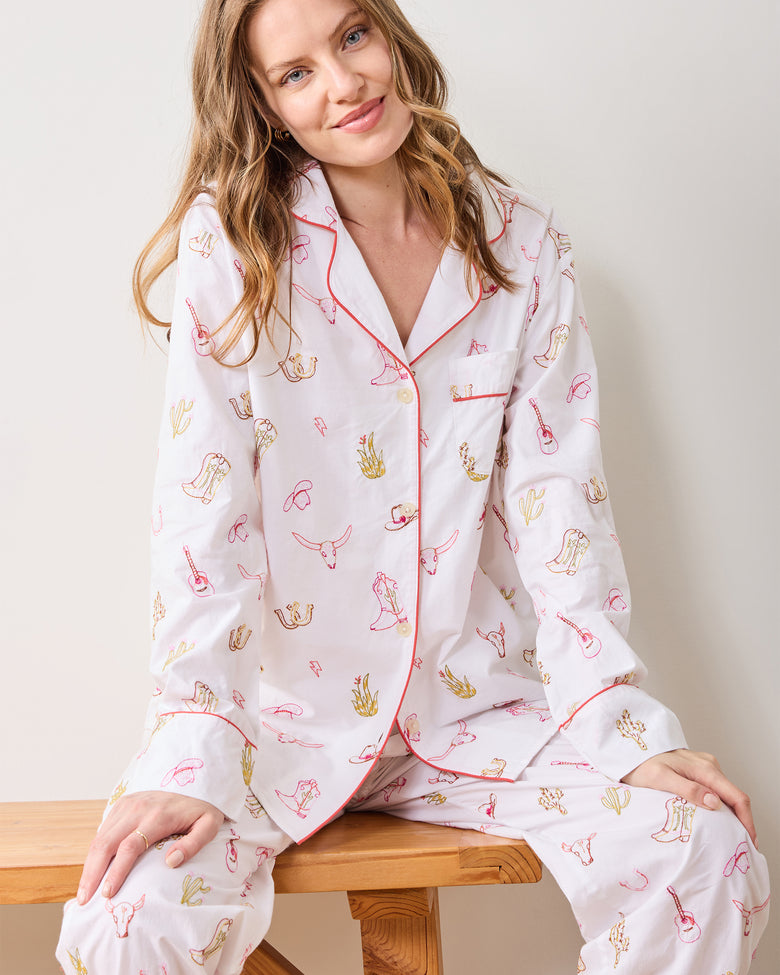 Western Embroidery - Short PJ Set - Cloud - Printfresh
