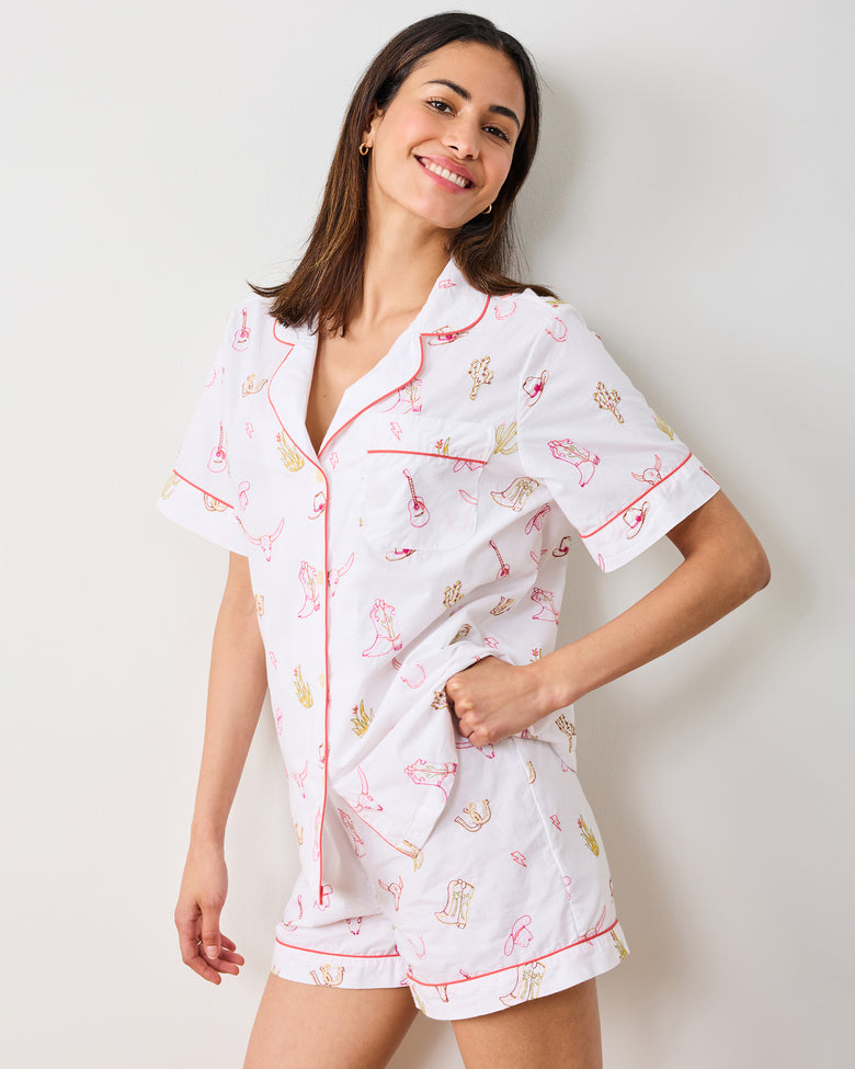 Western Embroidery - Long PJ Set - Cloud - Printfresh