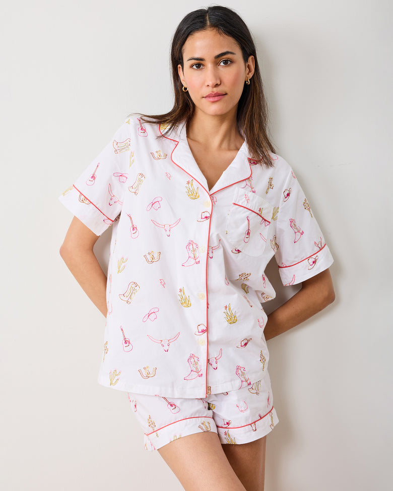 Western Embroidery - Long PJ Set - Cloud - Printfresh