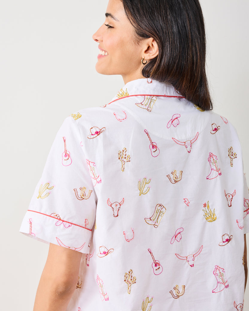 Western Embroidery - Long PJ Set - Cloud - Printfresh