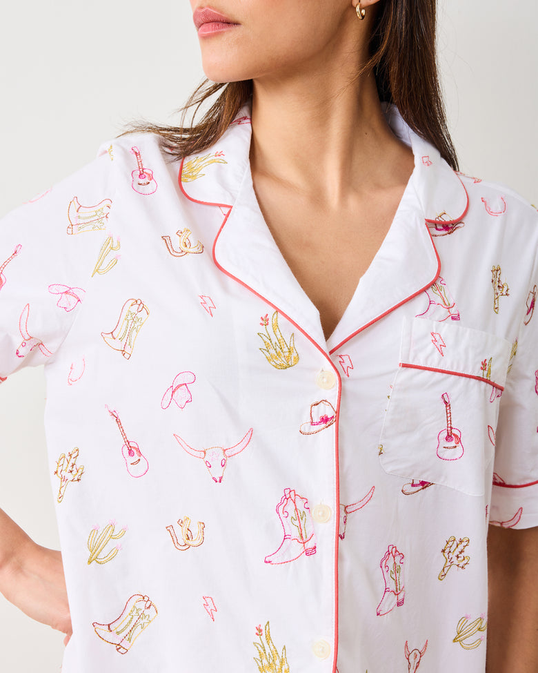 Western Embroidery - Long PJ Set - Cloud - Printfresh