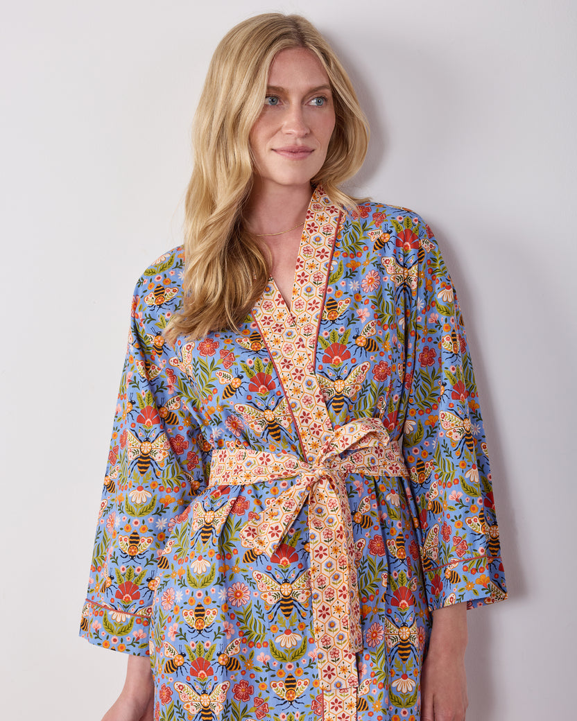 Bee Tapestry - Getting Ready Robe - Delphinium Blue