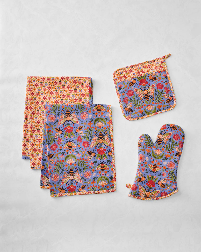 Bee Tapestry - Kitchen Bundle - Delphinium Blue