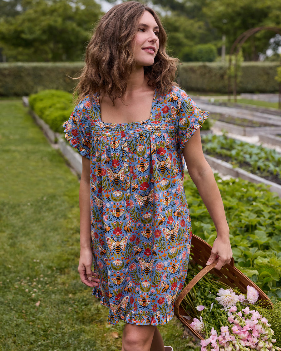 cotton night dress design Cotton Sateen Night Dress Boho Indigo | DecoFlux Home