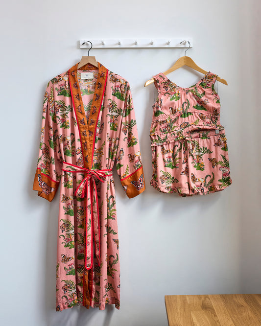 Butterfly Forager - Eco Satin Robe & Sadie Short Set Bundle - Rosewood