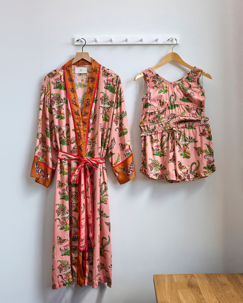 Butterfly Forager - Eco Satin Robe & Sadie Short Set Bundle - Rosewood