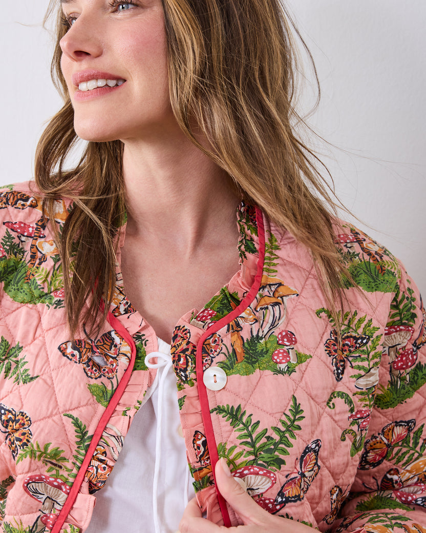 Butterfly Forager - Eco Satin Slumber Jacket - Rosewood