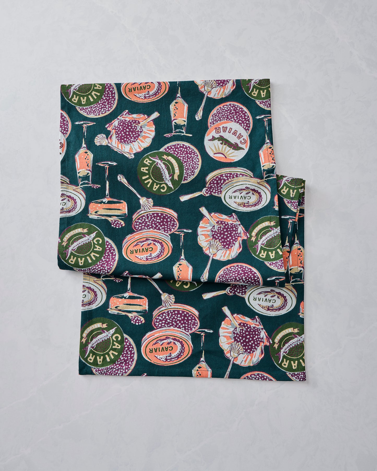 Champagne & Caviar - Table Runner - Peacock Feather