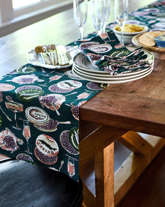 Champagne & Caviar - Table Runner - Peacock Feather