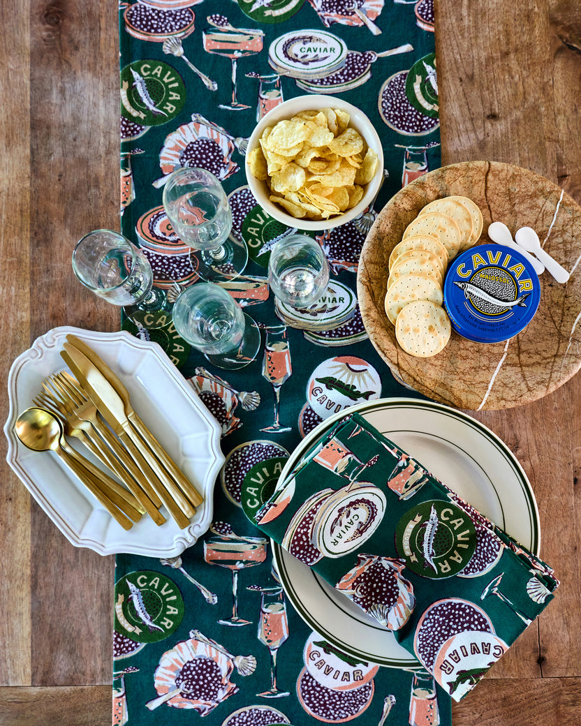 Champagne & Caviar - Table Runner - Peacock Feather