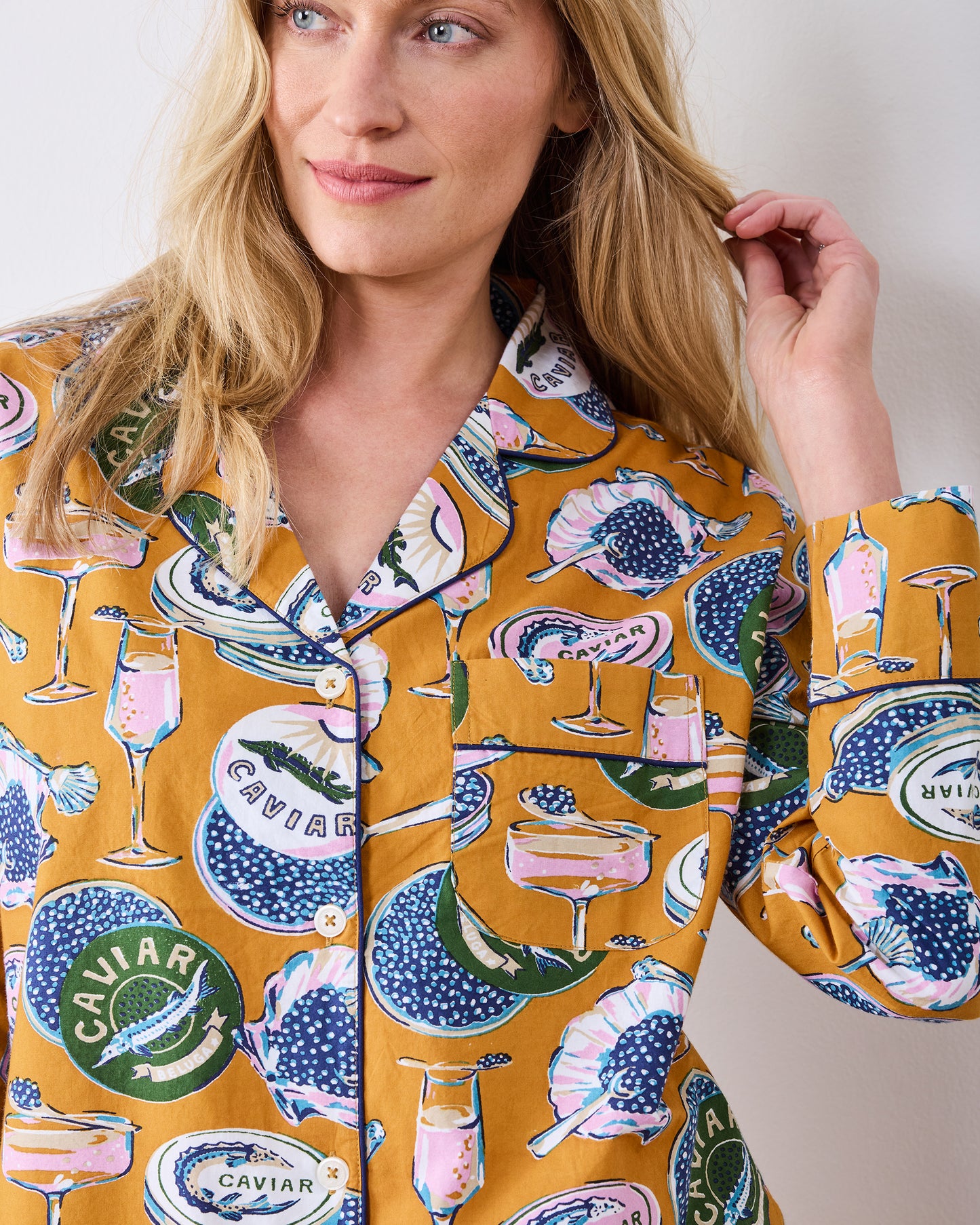 Champagne & Caviar - Long PJ Set - Goldenrod