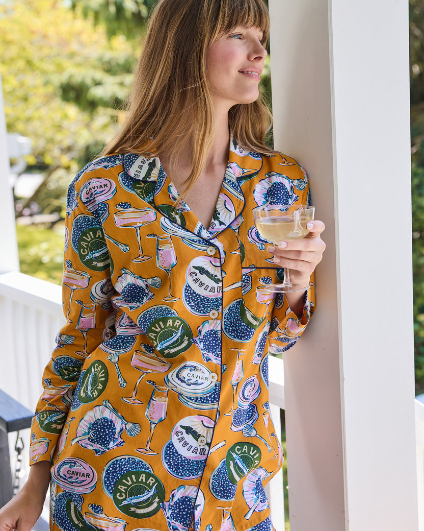 Champagne & Caviar - Long PJ Set - Goldenrod