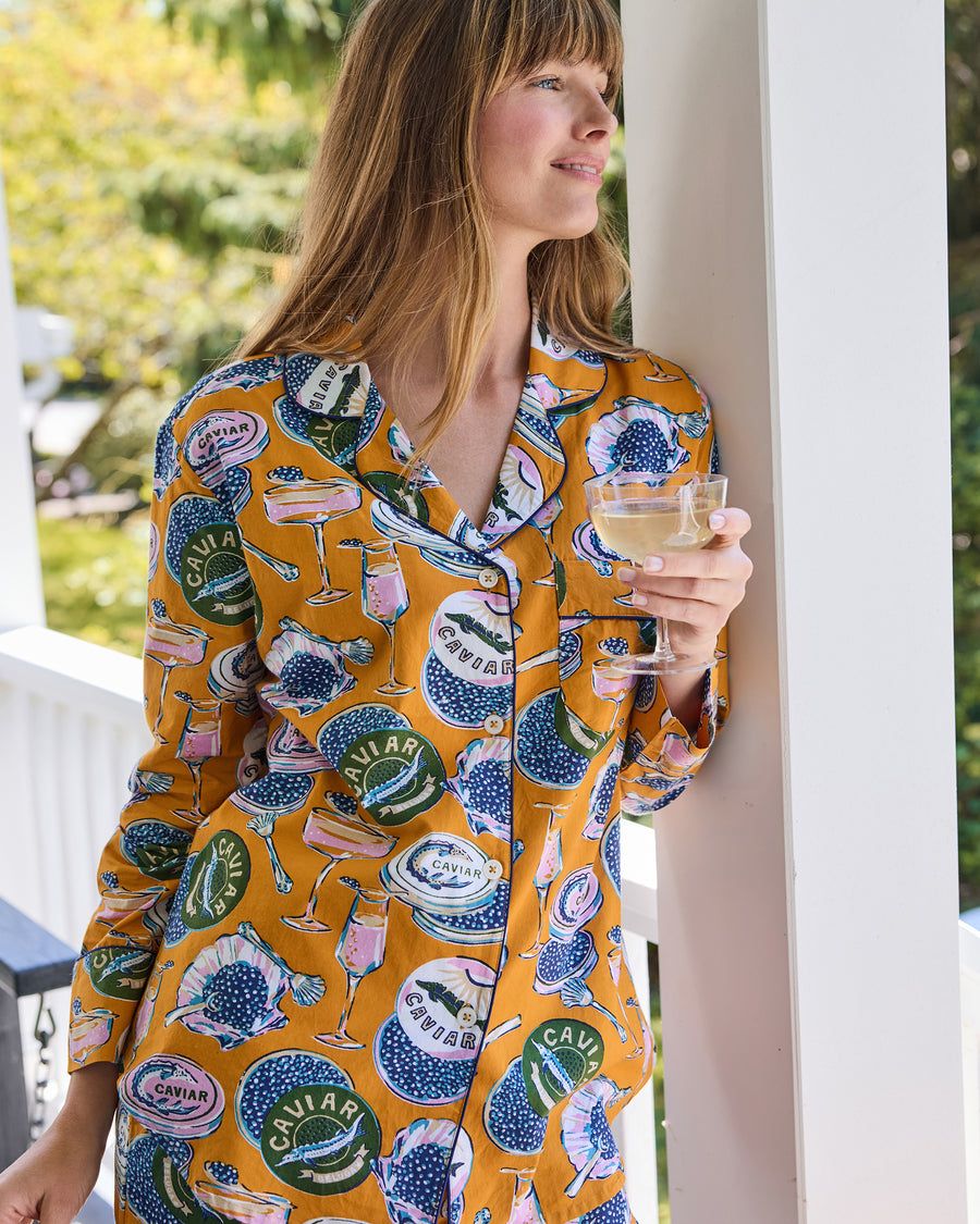 Champagne & Caviar - Long PJ Set - Goldenrod