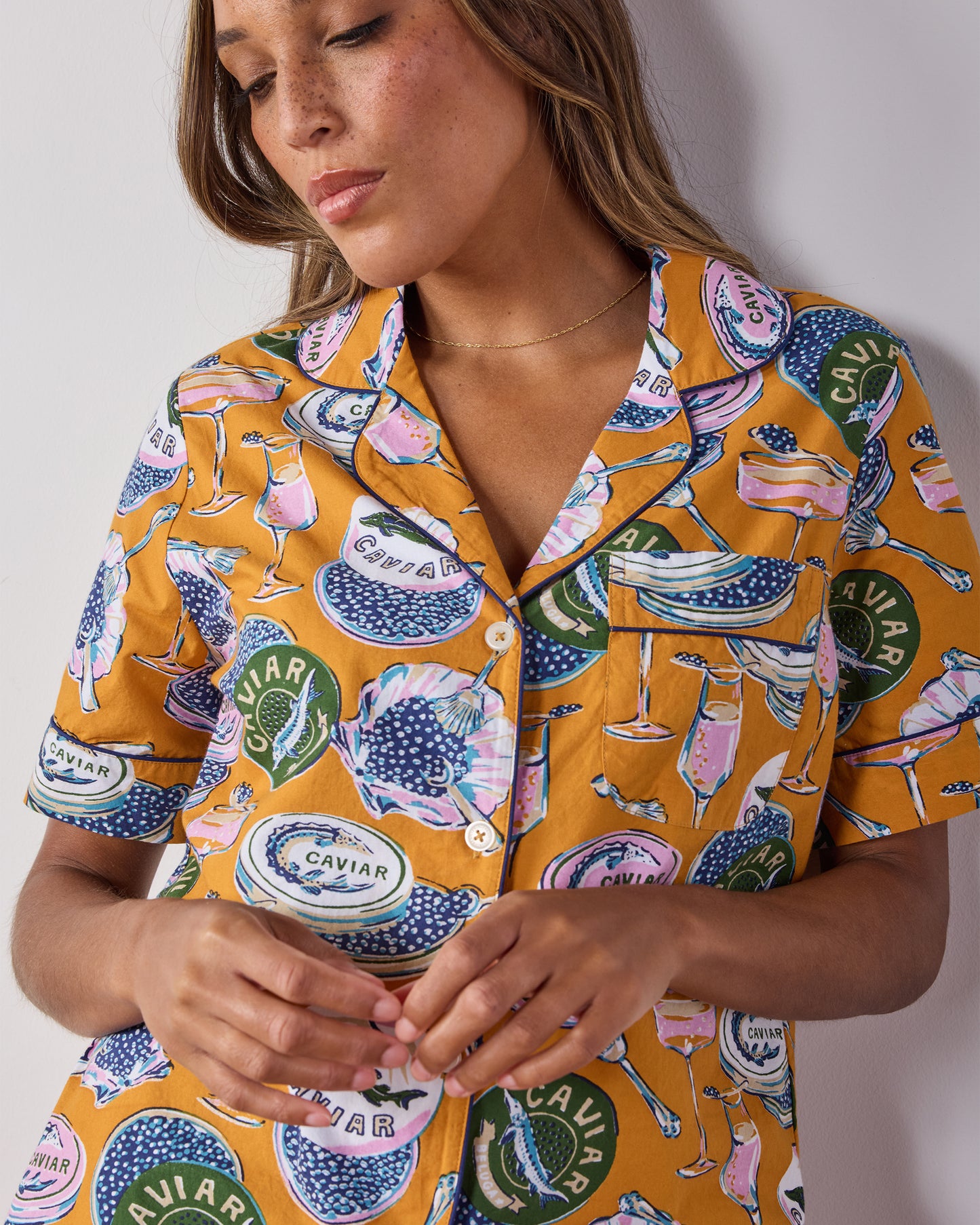 Champagne & Caviar - Short PJ Set - Goldenrod