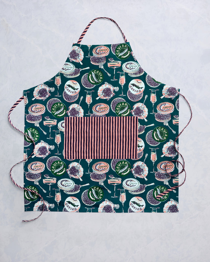 Champagne & Caviar - Apron - Peacock Feather